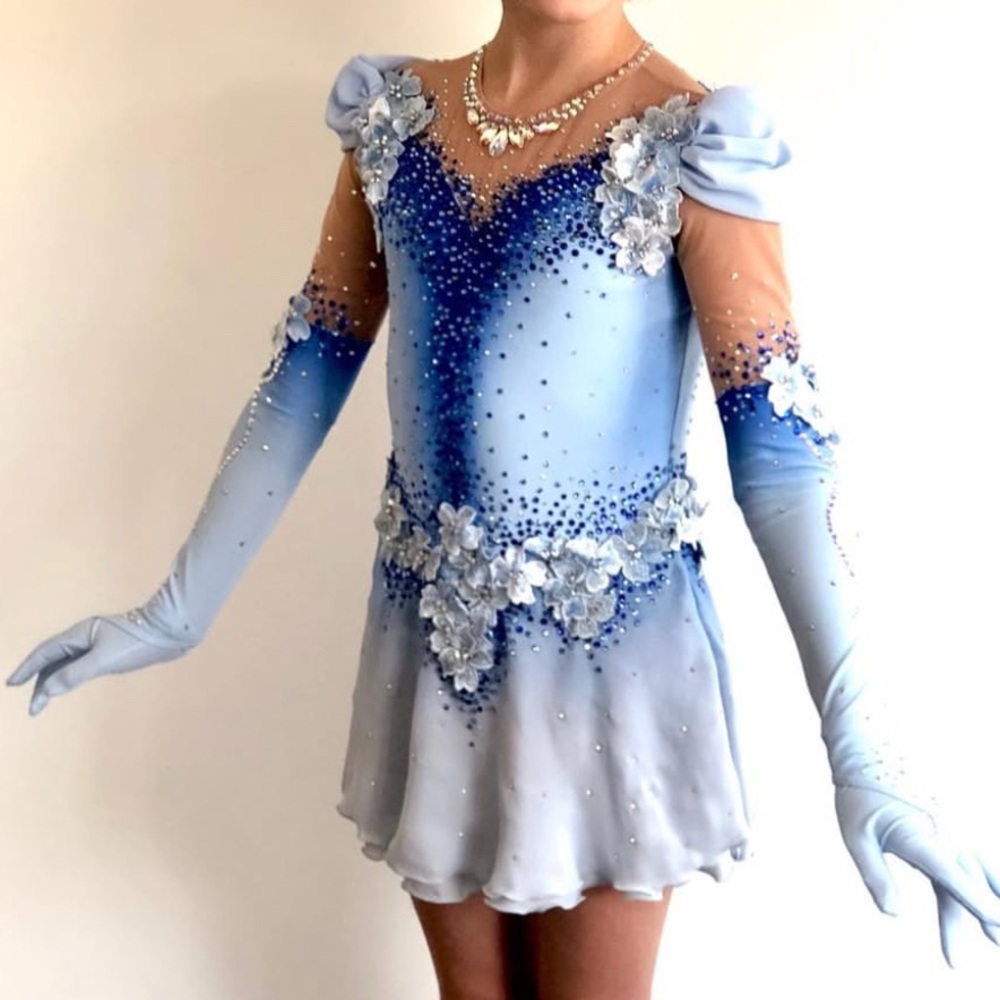 Elegant Blue Figure Skating Dress
